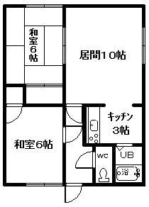ハイツ友(2LDK/1階)の間取り写真