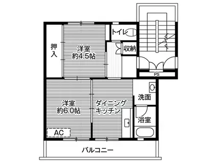 ビレッジハウス名張1号棟(2DK/3階)の間取り写真