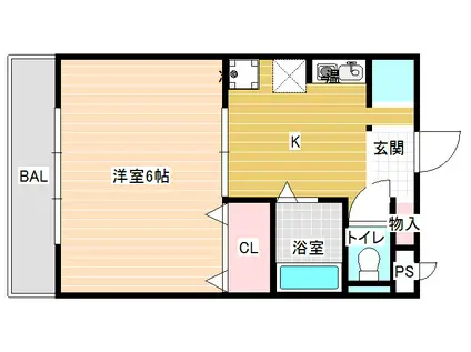 アパートメント柏原(1K/3階)の間取り写真