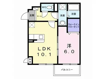 プレミアスペースII(1LDK/2階)の間取り写真