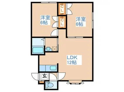 ルミエール豊平(2LDK/2階)の間取り写真