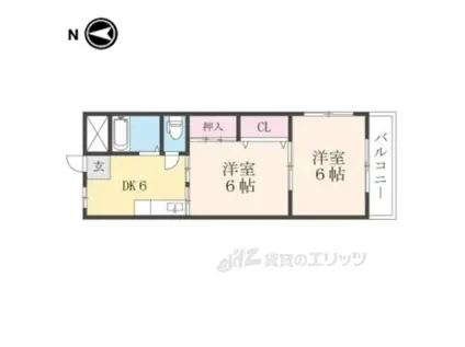 コスモスハイツ長浜(2DK/5階)の間取り写真