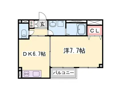 サンワプラザ福崎S(1DK/2階)の間取り写真