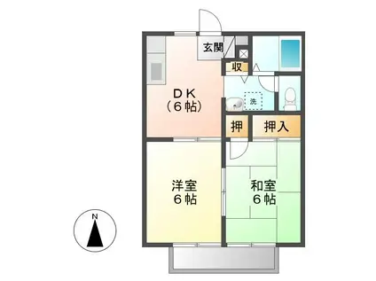 ジュネス高橋 B・C棟(2DK/2階)の間取り写真