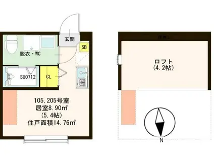 リンク北小岩(ワンルーム/1階)の間取り写真