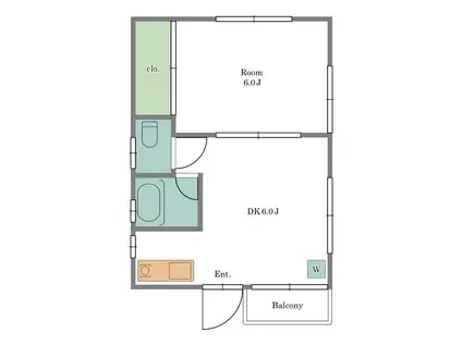 みぎわハイツ(1DK/1階)の間取り写真