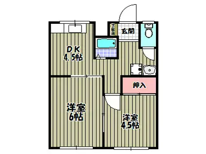 宮崎マンション(2DK/1階)の間取り写真