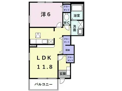 アビタシオン シャンゼリゼ(1LDK/1階)の間取り写真