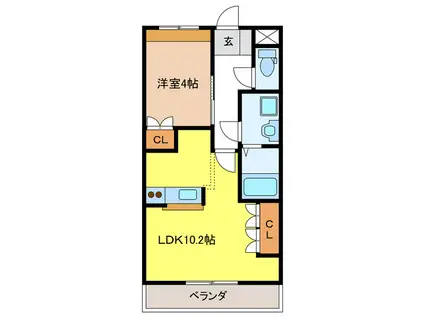 ル・クプルII(1LDK/1階)の間取り写真