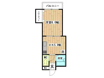 アルシュ到津(1DK/3階)の間取り写真