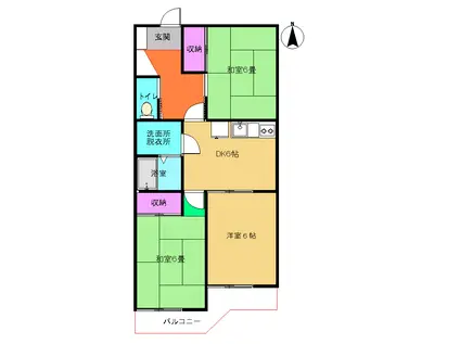 向陽マンション(3DK/2階)の間取り写真