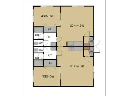 ラ・メゾン・ボワII(2LDK/1階)の間取り写真