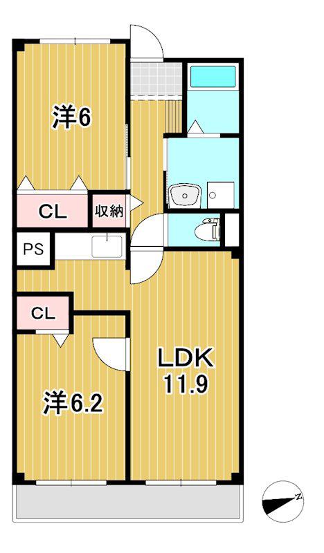 ホリゾーンアウローラ(2LDK/1階)の間取り写真