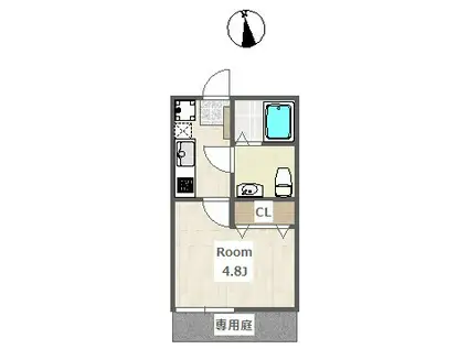 フローラル若林(1K/1階)の間取り写真