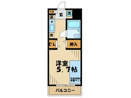 多摩学生マンション(1K/2階)の間取り写真