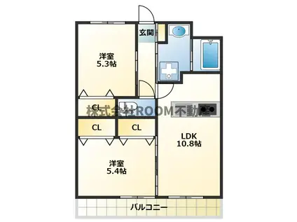 ルーチェ早水(2LDK/3階)の間取り写真