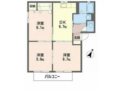 ハル・フォーレI・II(3DK/2階)の間取り写真