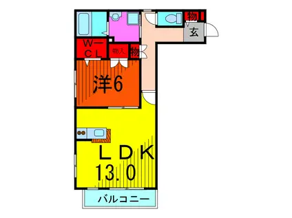 カーサ リラッサンテ(1LDK/3階)の間取り写真