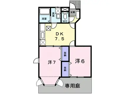 アルカディアII(2DK/1階)の間取り写真