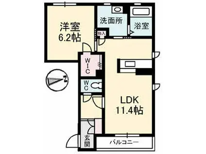 メゾン・ド・シエル(1LDK/1階)の間取り写真