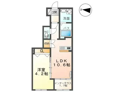 白河中野山アパート(1LDK/1階)の間取り写真