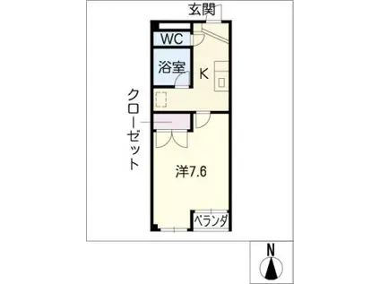 ソレアード池下(1K/4階)の間取り写真