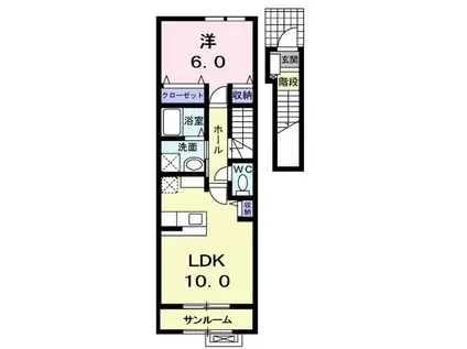 ベル・エアー(1LDK/2階)の間取り写真