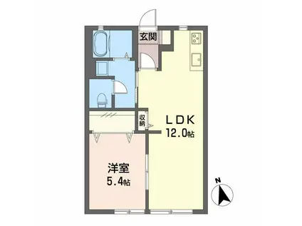 DIAS ワイ (1LDK/2階)の間取り写真
