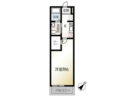 エムクォート拝島1(1K/2階)の間取り写真