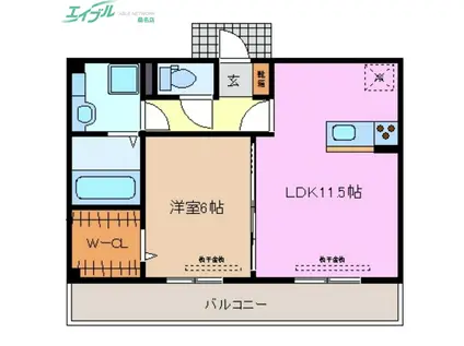 コンフィアンス(1LDK/3階)の間取り写真