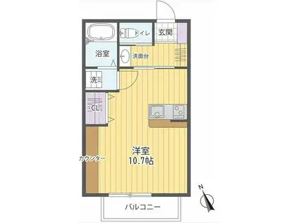 ルーエ多摩(ワンルーム/1階)の間取り写真