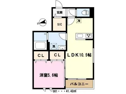 カーサ ルシーダ(1LDK/3階)の間取り写真