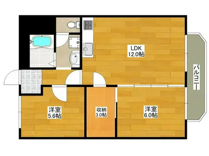 グリースシャトー桃山台(2LDK/2階)の間取り写真