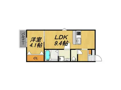 LECOCON蟹江(1LDK/2階)の間取り写真
