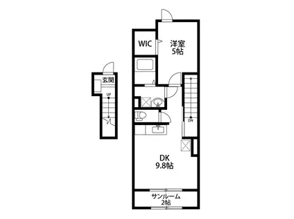 JR白新線 大形駅 徒歩39分 2階建 築12年(1LDK/2階)の間取り写真