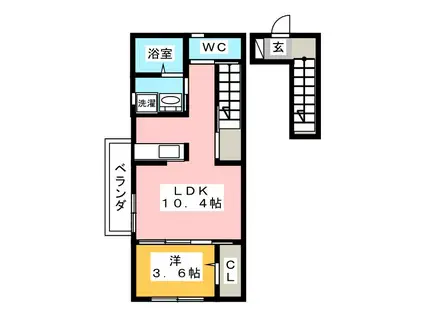 LE VENT I(1LDK/2階)の間取り写真