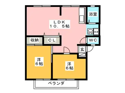 サンビレッジ長良I C棟(2LDK/1階)の間取り写真