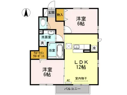 フロンティアB棟(2SLDK/1階)の間取り写真
