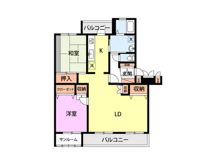 テレパレス関屋浜松(2LDK/1階)の間取り写真