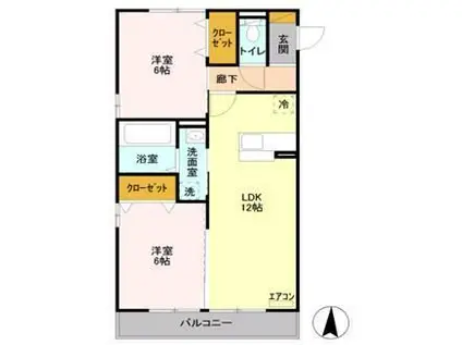 サンライズ(2LDK/2階)の間取り写真