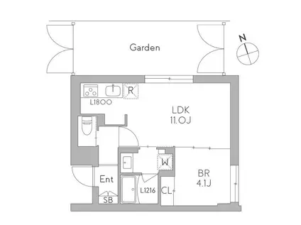 GRANDUO用賀7(1LDK/1階)の間取り写真
