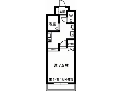 パルコート佐藤(1K/6階)の間取り写真