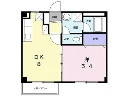 ヴェルジュU(1DK/1階)の間取り写真