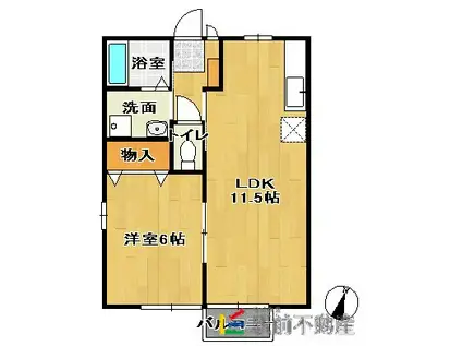 ハッピーライト S棟(1LDK/2階)の間取り写真