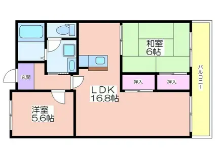 グランディール小山(2LDK/3階)の間取り写真