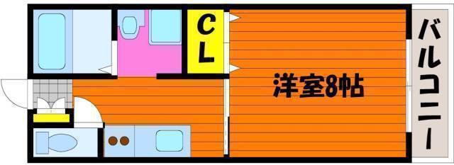 えとあシティC(1K/1階)の間取り写真