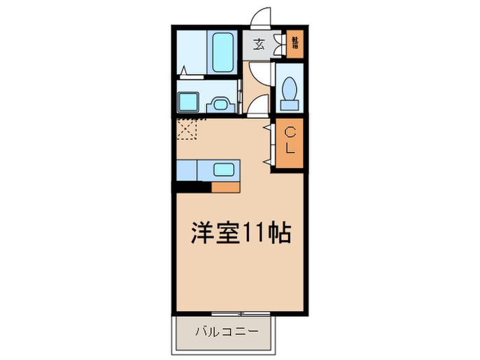 はなみずき(ワンルーム/1階)の間取り写真