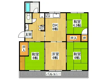 中山五月台 20号棟(4DK/3階)の間取り写真