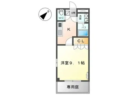 CORPOHAWKS(1K/1階)の間取り写真
