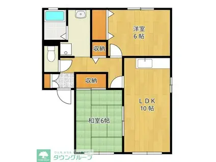 ロイヤルガーデン若柴 A棟(2LDK/1階)の間取り写真